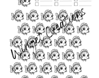 Fish Themed Printable Monthly Mood Tracker (digital download) A4