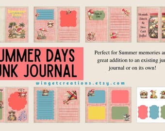 Summer Days Junk Journal Pages Kit (Digital Download) )