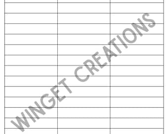 Pen Collection Sheet (printable)