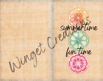 Summertime Fun Time (Fruit) Junk Journal Pages (Digital Download)