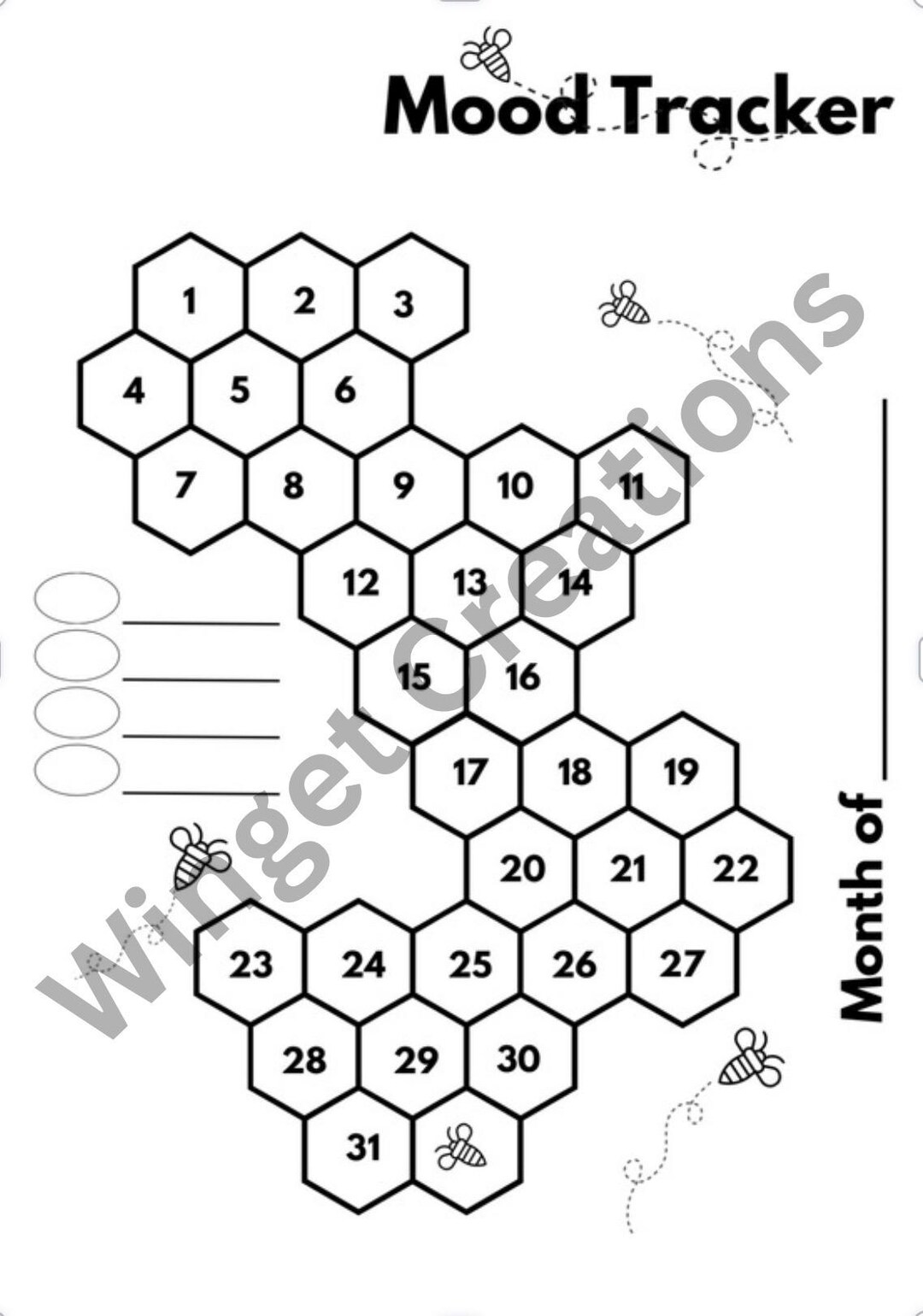Bee Mood Tracker Printable A4 Format - Etsy
