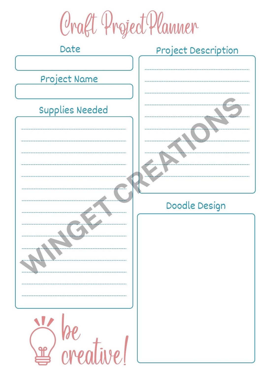 Craft Project Planner Printable (A4) - Etsy