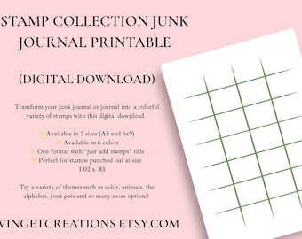 Stamp Collection Junk Journal Printable Page (5x7) *