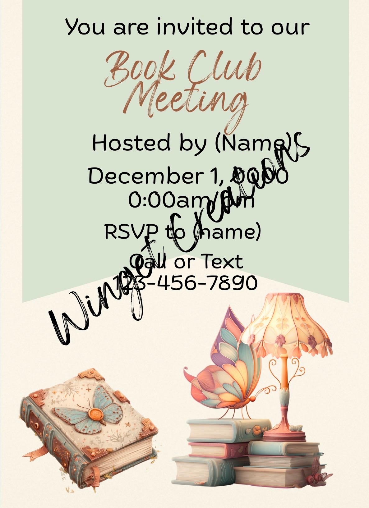 Editable Book Club Invitation - Printable Template - Etsy Canada