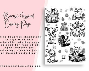 Bambi Inspired Coloring Page (Digital Download)