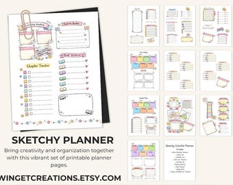 Printable Sketchy Colorful Planner (Digital Download)