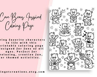 Care Bears Inspired Coloring Page (Digital Download)