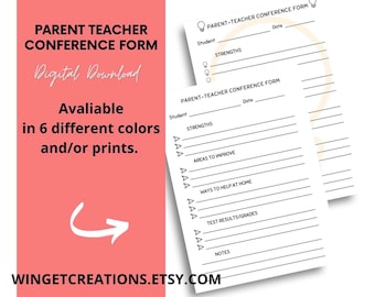 Printable Parent / Teacher Conference Plan Forms (digital download) *
