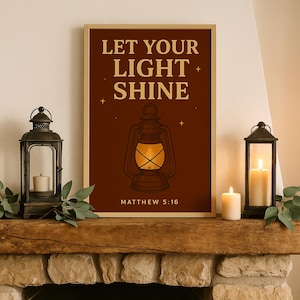 Let Your Light Shine Christian Wall Art Scripture Matthew 5 16 Bible Verse Print Faith Based Home Decor Inspirational Gift Digital Wall Art