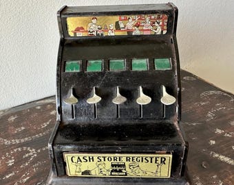 Vintage Black Metal Toy Cash Store Register by Durable Toy & Novelty Co.