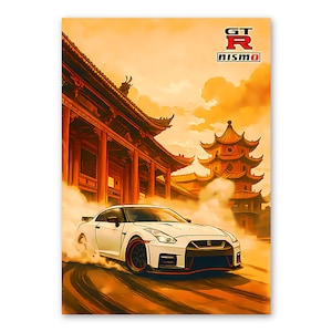 Nissan GT-R Nismo Poster | JDM Wall Art Digital Download, Japanese Supercar Printable, Drifting Automotive Illustration, Gift for Car Guys