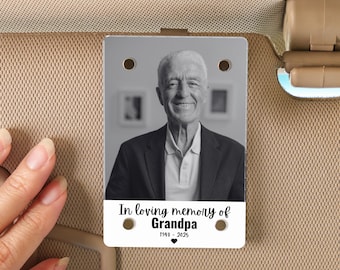 Personalized Car Visor Photo Clip Memorial Keepsake Gift, Dad Loss Bereavement Gift, Car Accessory From Photo, Sentimental Remembrance Gift