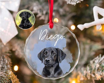 Custom Watercolor Dog Ornament Using Pet's Photo, Personalized Keepsake Gift For Dog Lover, Remembrance Picture Ornament Gift For Dog Mom