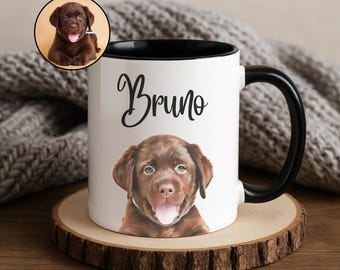 Custom Watercolor Pet Portrait Mug From Pet Photo, Personalized Remembrance Gifts For Cat & Dog Lovers, Custom Pet Gift For Dog Lovers