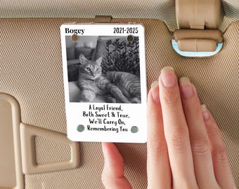 Custom Cat Memorial Gift From Photo, Car Visor Photo Clip Gift For Cat Lover, Personalized Pet Loss Keepsake Gift, Custom Pet Photo Car Clip