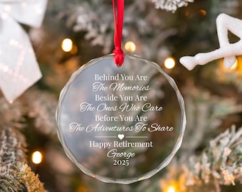 Personalized Retirement Ornament Keepsake Gift, Unique Glass Ornament Gift For Retiring Coworkers, Happy Retirement Gift For Her, Retired