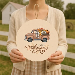 Happy Thanksgiving Wood Sign, Rustic Wood Sign Farmhouse Decor, Decorative Wood Door Hanger For Fall, Wood Sign Gift, Cozy Thanksgiving Gift