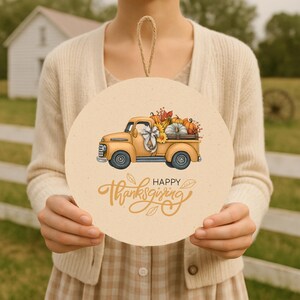Happy Thanksgiving Wood Sign, Rustic Wood Sign Farmhouse Decor, Decorative Wood Door Hanger For Fall, Wood Sign Gift, Cozy Thanksgiving Gift