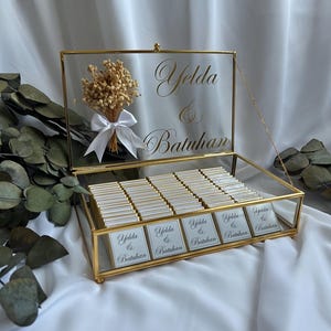 Personalized glass chocolate box | Registry office gift | Engagement | Wedding favors | Nikah Hediyelik | Nişan | İsteme çikolatası