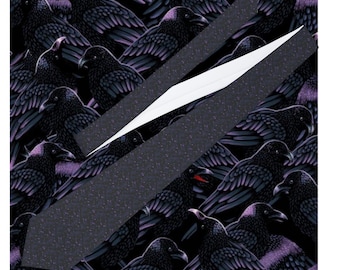 Purple Raven Crow Rook Office Goth Suit Necktie Tie for Wedding Prom Party