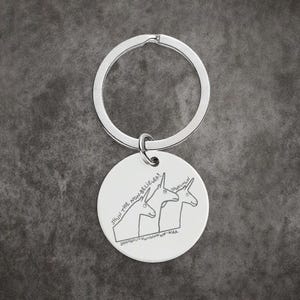 Shun the Non Believers Charlie the Unicorn Outline Keychain | Stainless Steel Round Engraved Keyring