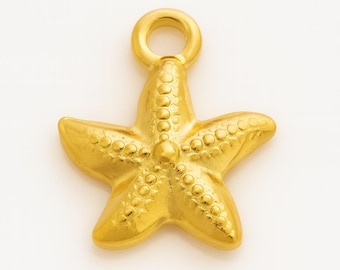 Starfish Charm Necklace, 18k Gold Plated, Starfish Pendant, Summer Necklace, Dainty Coastal Jewelry, Hawaiian Beach Charm, Seashell Necklace