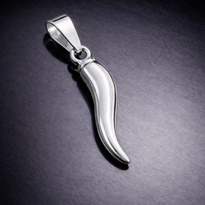 Italian Horn Charm, Mano Cornuto, Cornetto Pendant, Stainless Steel Silver Necklace, Cornicello Charm, Good Luck Waterproof Tarnish-free