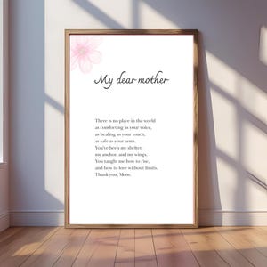 Printable poem for mom - Wall Art - Gift from your daughter or son - Mother&#39;s Day gift, mom birthday gift, Digital Download