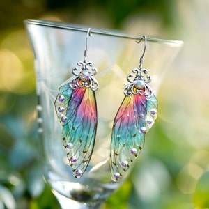 Sprite Fairy Wing Silver or brass earrings image 1