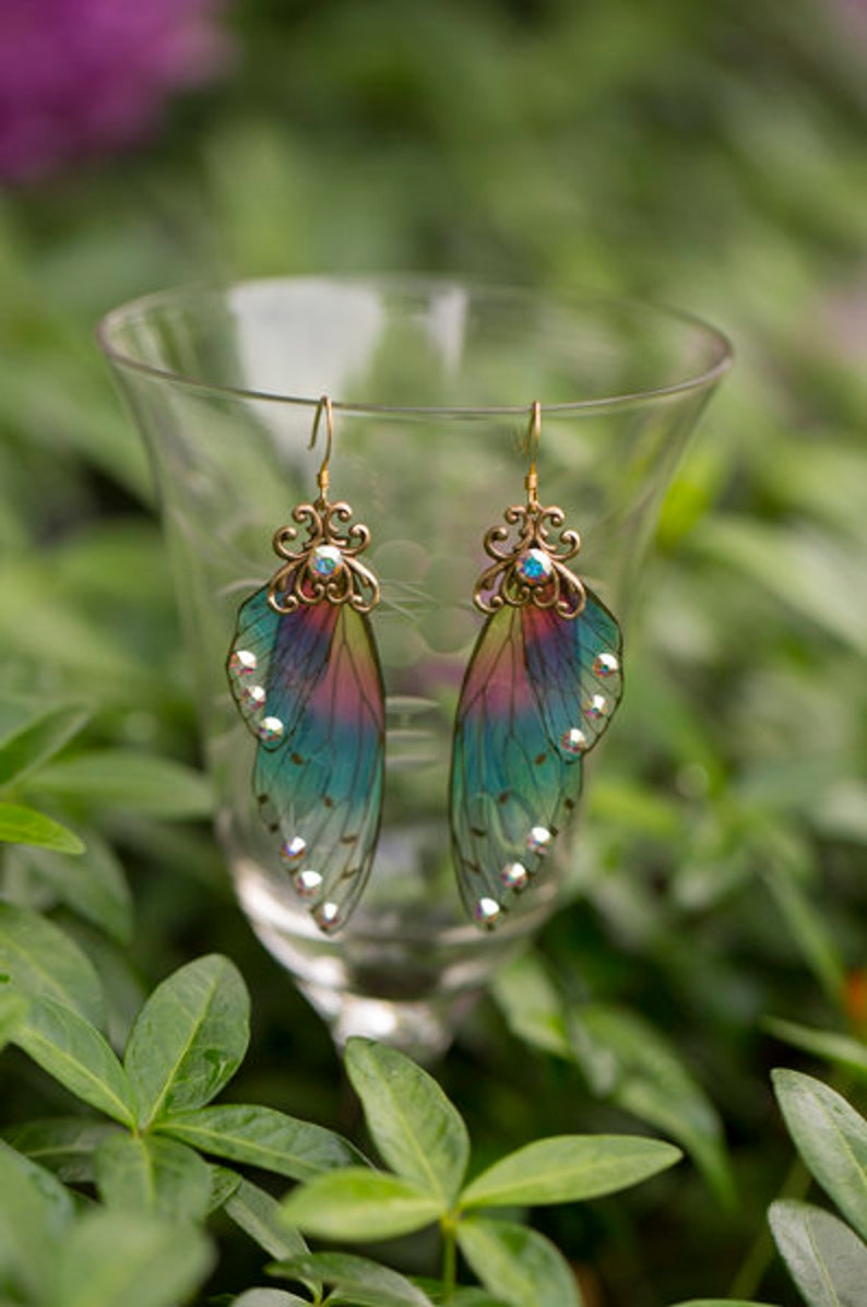 Sprite Fairy Wing Silver or brass earrings image 3