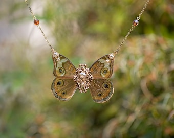Small buckeye butterfly necklace