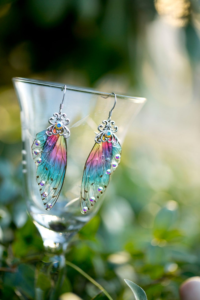 Sprite Fairy Wing Silver or brass earrings image 2