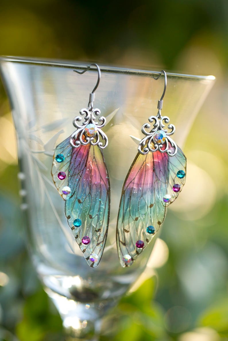Sprite Fairy Wing Silver or brass earrings image 4