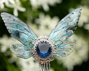 Large Iridescent Shimmer Fairy Wing comb custom