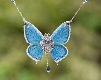 Eastern Blue Butterfly Necklace made to order
