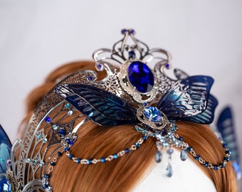 Sidhe Fairy Wing Head Dress Crown Silver