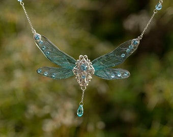 Winter Frost Dragonfly necklace made to order