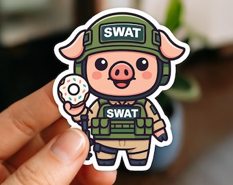 SWAT Donut Deputy Vinyl Sticker – Funny Police Cartoon Decal