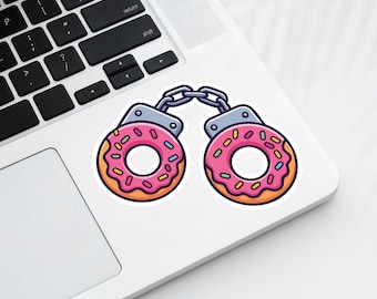 Donut Handcuff Vinyl Sticker: Funny Law Enforcement Decal
