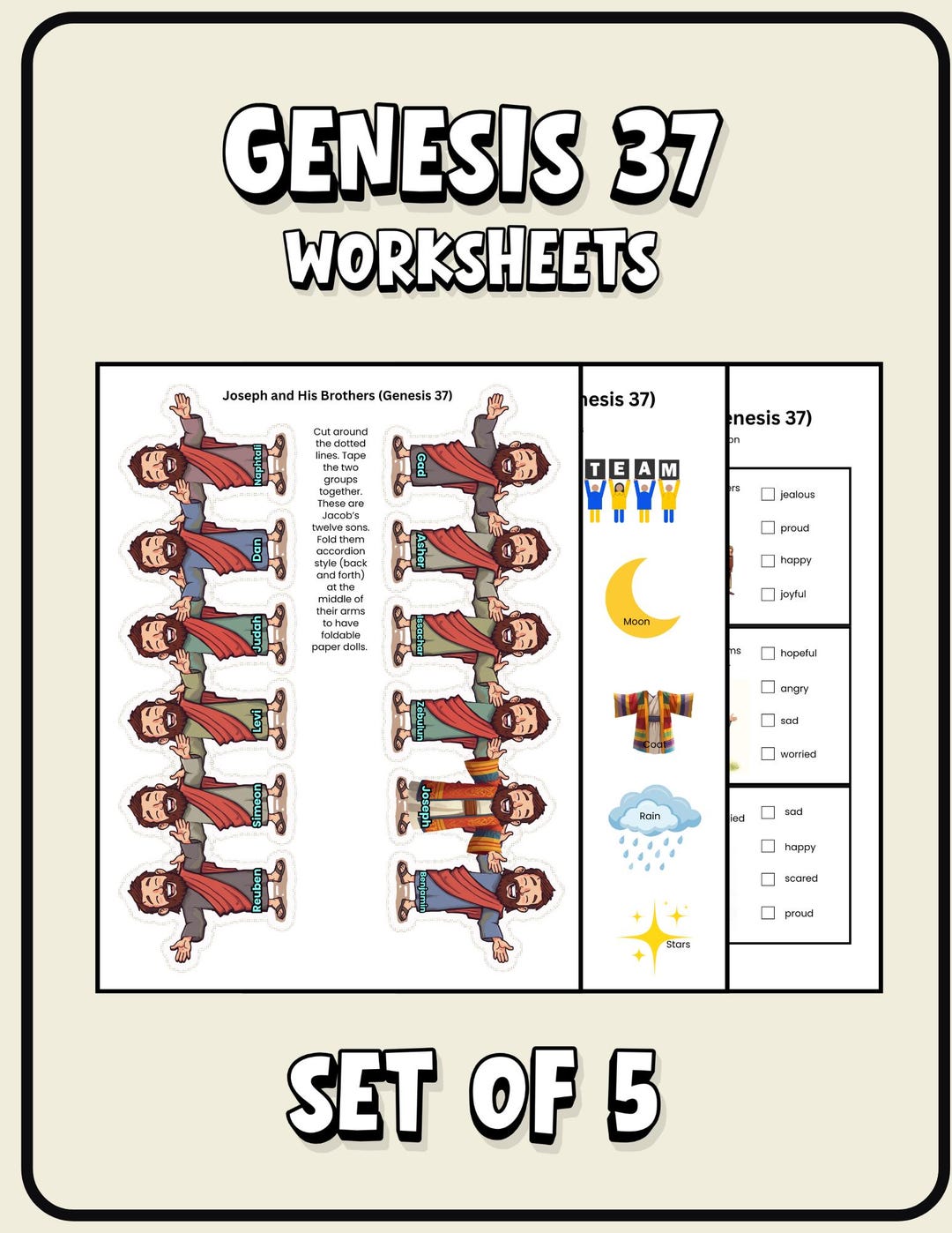 37 Worksheet Genesis 37 Worksheets Joseph and His Brothers - Etsy
