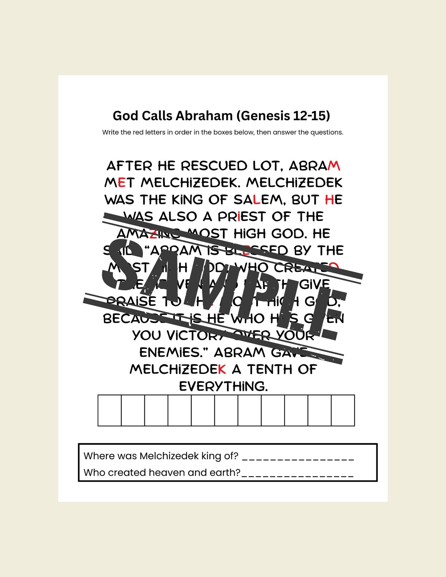 Genises Chapter 12 Worksheets.pdf Genesis 12- 15 Worksheets God Calls Abraham - Etsy