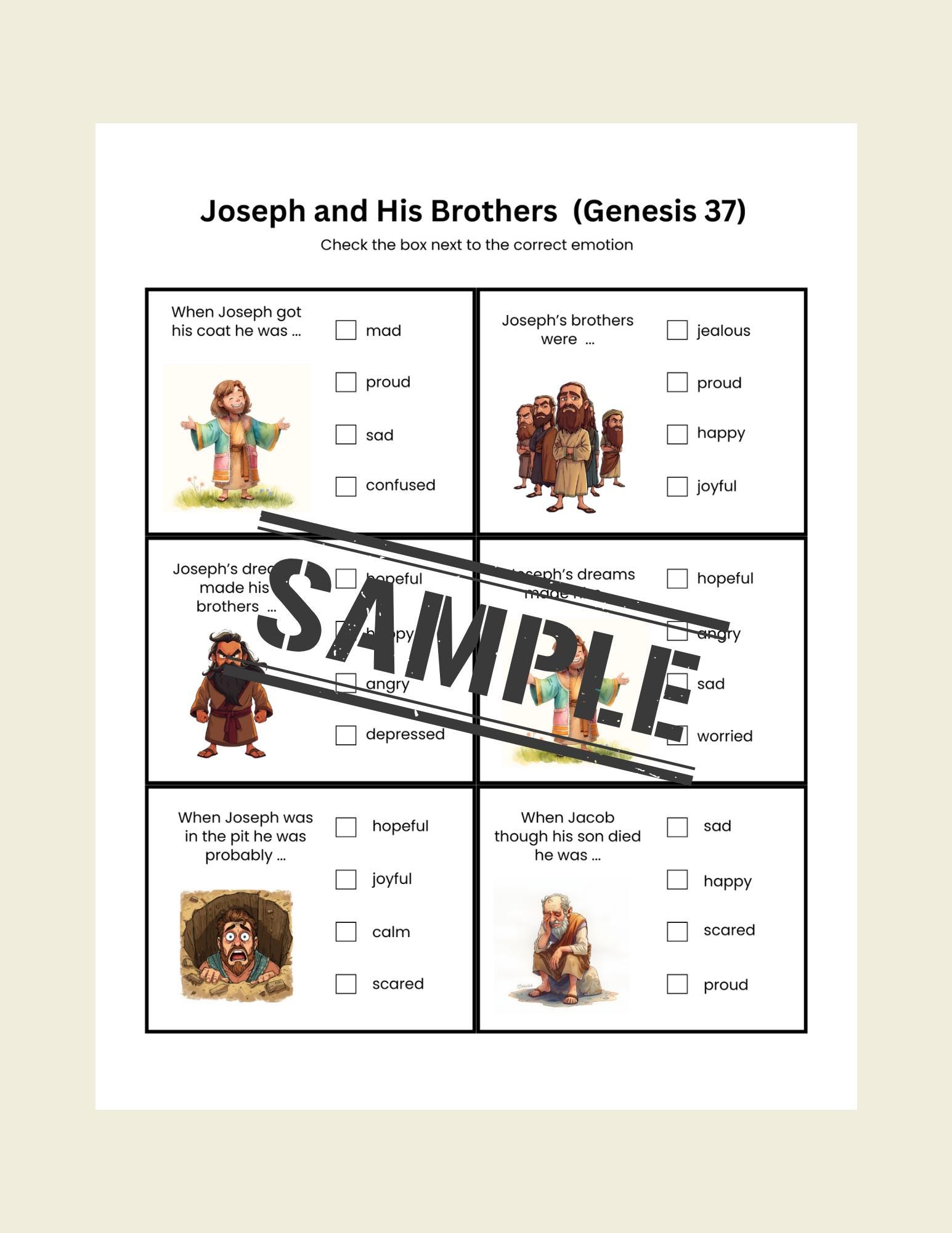 37 Worksheet Genesis 37 Worksheets Joseph and His Brothers - Etsy