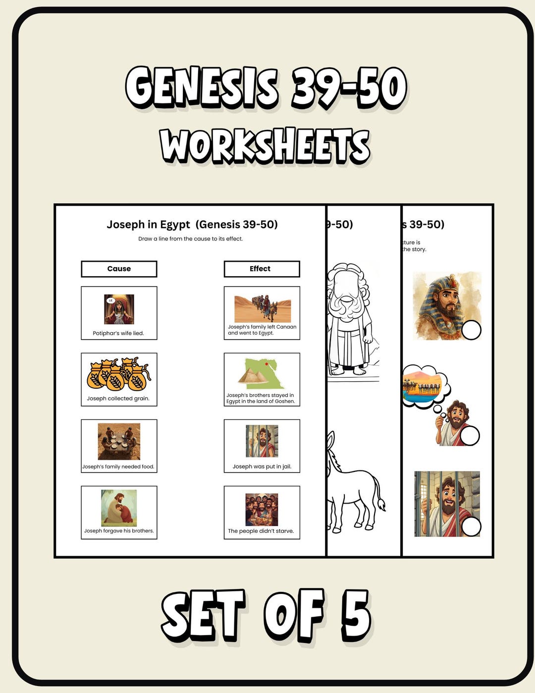 Genesis 39-50 Worksheets Joseph in Egypt - Etsy