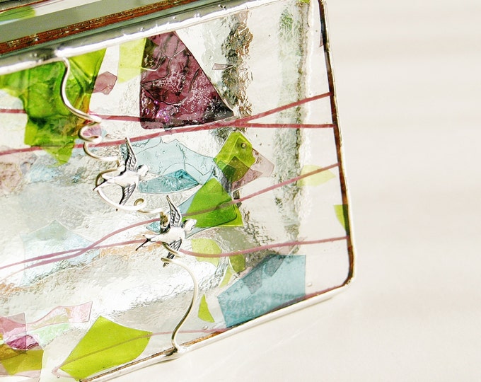 Fuschia Pink Green Purple Blue Confetti Stained Glass Jewelry Etsy