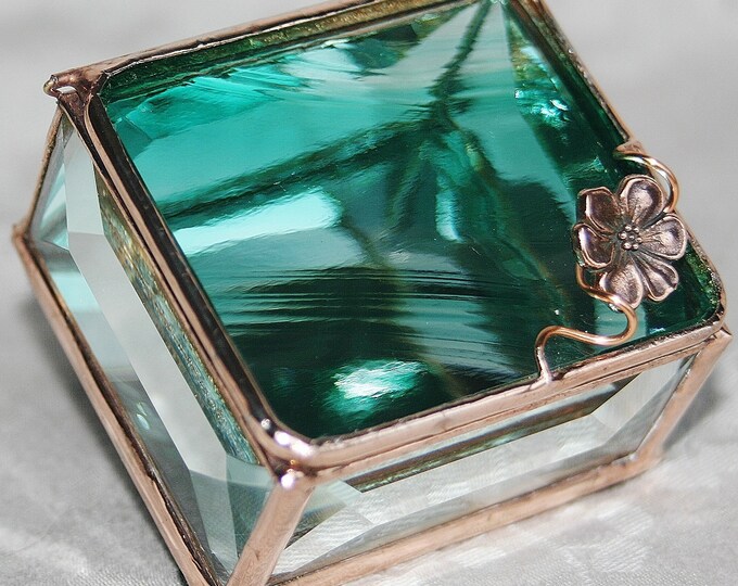 Stained Glass Box Ring Box Green Baroque 2x2 W/ Pewtercast Etsy