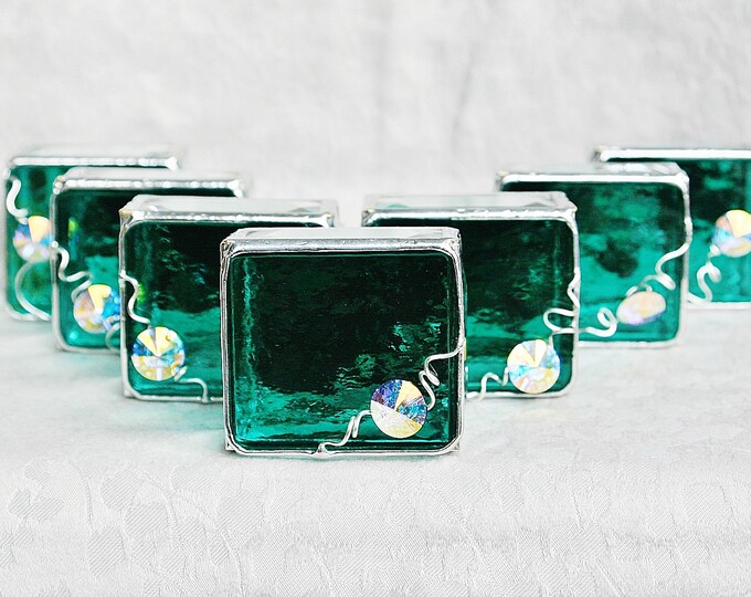 Bridesmaid Gift Idea Stained Glass Box Set of Nine Teal & Etsy