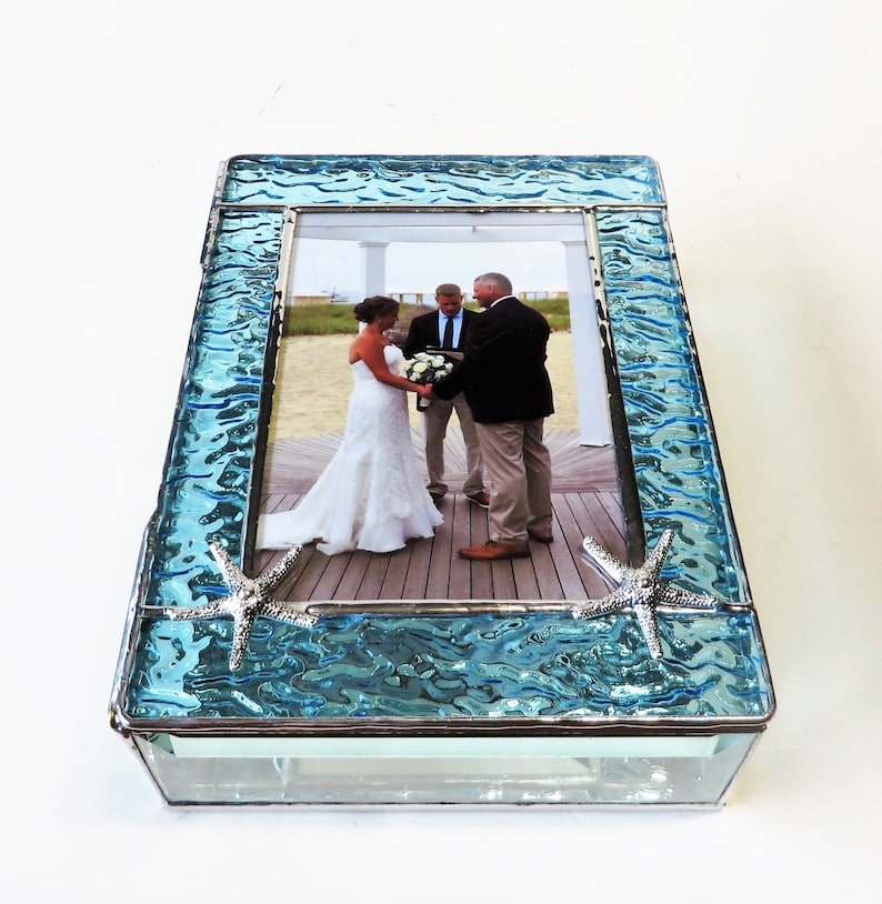 Stained Glass Wedding Keepsake Box 6x8x2 Beach Wedding Bride Etsy