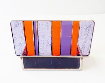 Interior Design Modern Stained Glass Desk Accessories Contemporary Business Card Holder Clemson Colors Purple Orange Office Decor