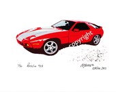 Limited Edition Classic Sports Car Print: PORSCHE 928, art for men, man cave garage, gas monkey, Porsche 911 914 944 356 boxster carrera