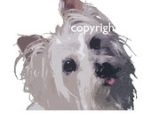Custom Pet Portraits - Commission for P: Yorkshire Terrier and Maltese Terriers. Contemporary custom artwork of your pet dog cat puppy print